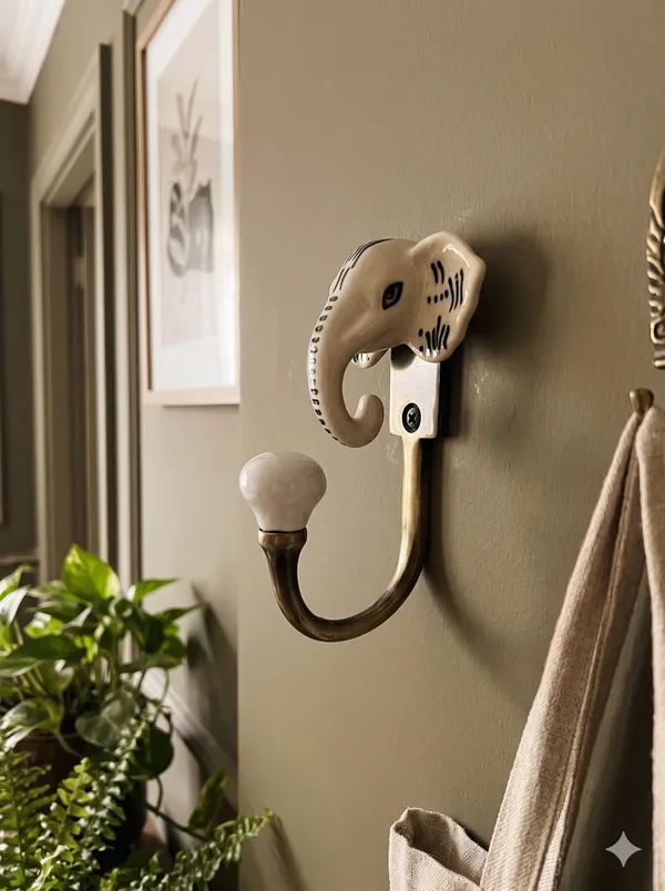 Ceramic_Metal_WALL_Mounted_Single_ELEPHANT_HOOK__-_GOLD_ANTIQUE_Finish_-Pack_of_2_(5_INCH)