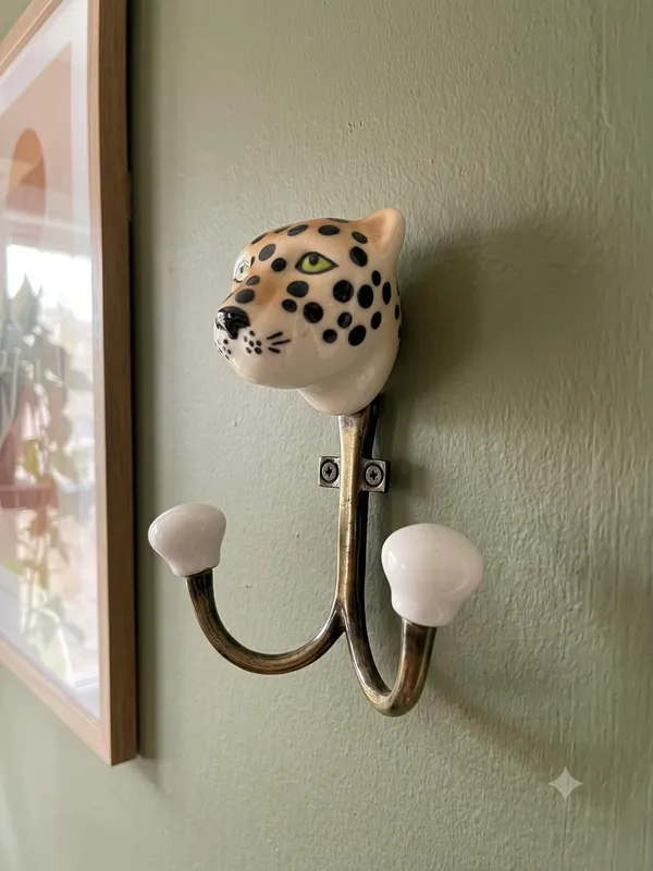 Ceramic_Metal_Wall_Mounted_Double_LION_Hook_-_Gold_Antique_(Size_5_Inch)_Pack_of_2