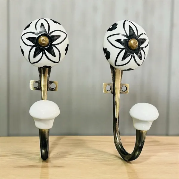 Ceramic_Metal_Wall_Mounted_Single_Hook_Hanger_-_BLACK_HAND_PAINTED__-_Gold_Antique_Finish_(Size_5_Inch)_Pack_of_2