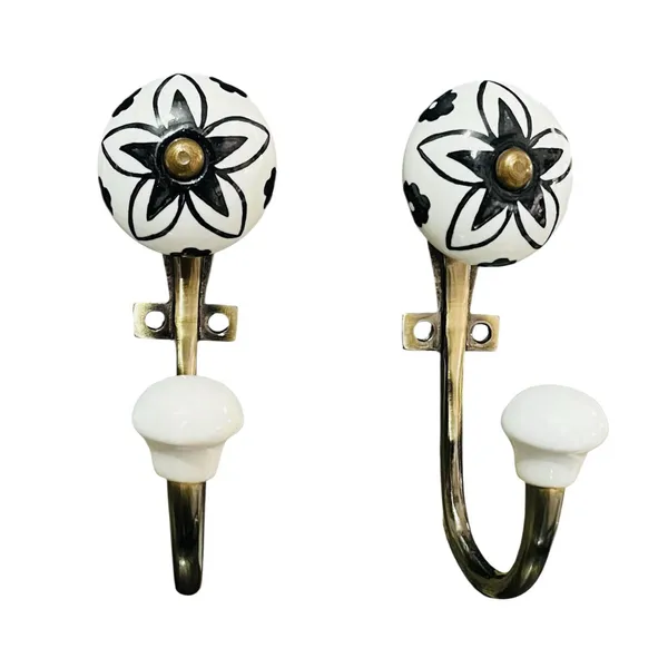 Ceramic_Metal_Wall_Mounted_Single_Hook_Hanger_-_BLACK_HAND_PAINTED__-_Gold_Antique_Finish_(Size_5_Inch)_Pack_of_2