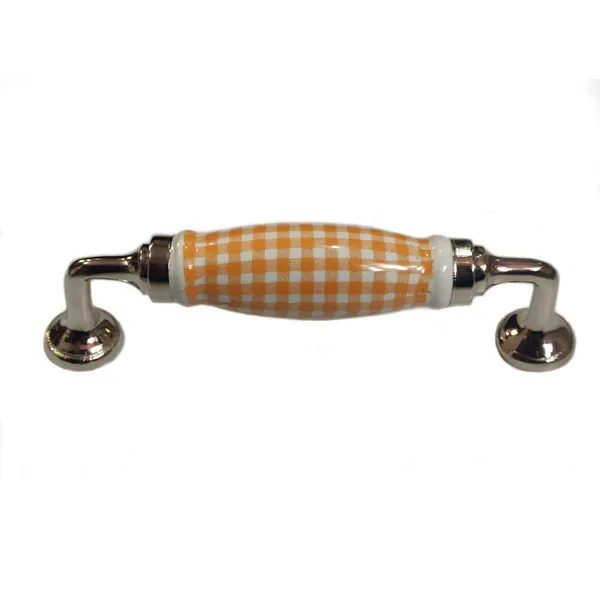 Silver_Check_Mustard_Ceramic_Door_Handle_Silver_Finish_-_Scratch_Proof_100%_(Size_6_Inch,_Bluish_Check)