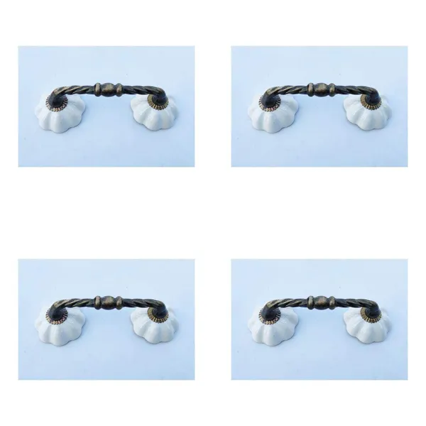 Pack_of_4_Gold,White_Ceramic_Door_Handle_With_Gold_Antique_Finish_(Size_6._Inch,_White)_-