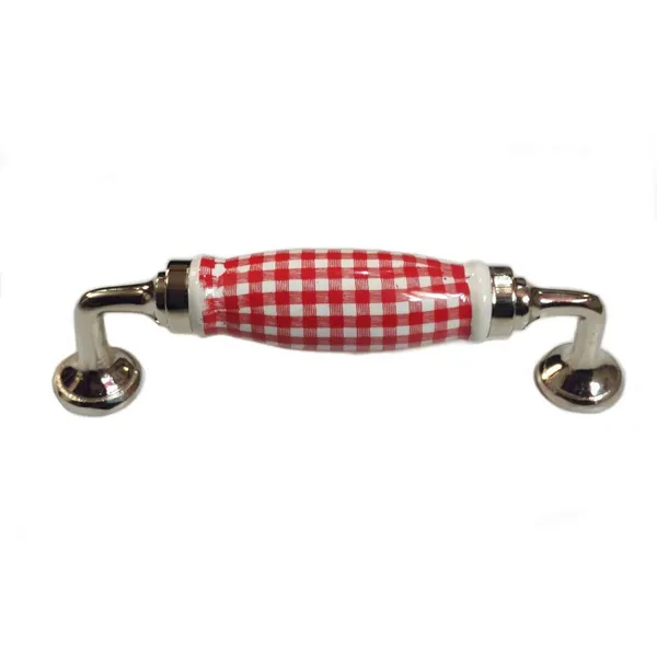 Silver_Check_Red_Ceramic_Door_Handle_Silver_Finish_-_Scratch_Proof_100%_(Size_6_Inch,_Bluish_Check)