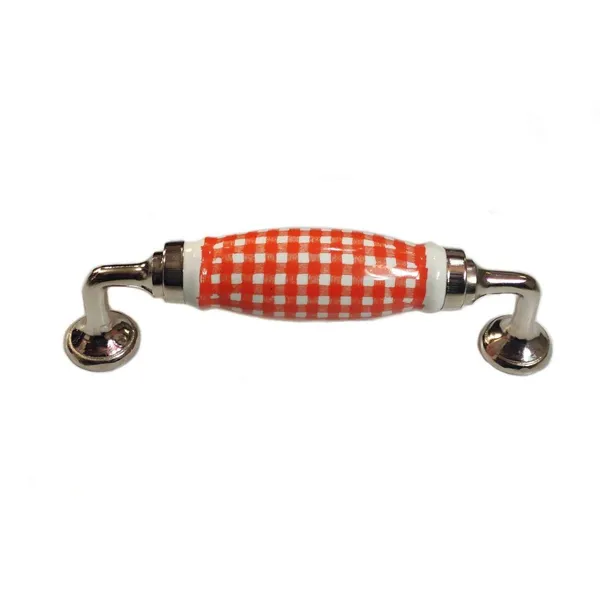 Silver_Check_Orange_Ceramic_Door_Handle_Silver_Finish_-_Scratch_Proof_100%_(Size_6_Inch,_Bluish_Check)