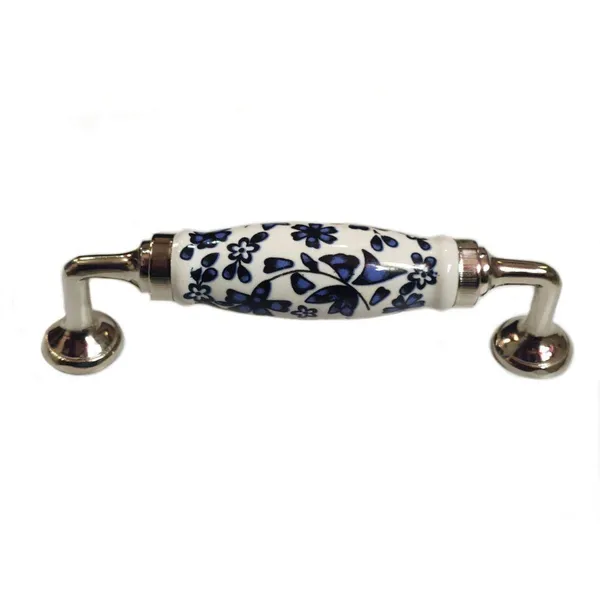 Silver_Ceramic_Door_Handle_Silver_Finish_-_Scratch_Proof_100%_(Size_6_Inch,_Blue_Flower_Hand_Painted)