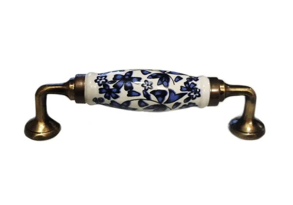 Ceramic_Door_Handle_Gold_Antique_Finish_-_Scratch_Proof_100%_(Size_6_Inch,_Blue_Flower_Hand_Painted)