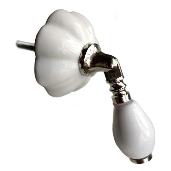 White_Silver_Ceramic_Door_Knob_White_Arch_Handle_Cabinet_Door_Pull_-_Gold_Antique_Finish_(Size_3_Inch)