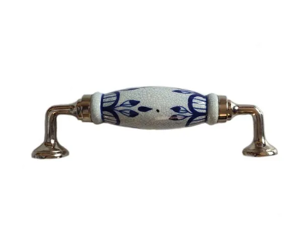 Silver_Blue_Crackle_Design_Ceramic_Door_Handle_Silver_Finish_-_Scratch_Proof_100%_(Size_6_Inch,_Flower_Hand_Painted)