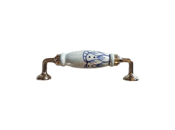 Silver_Blue_Crackle_Design_Ceramic_Door_Handle_Silver_Finish_-_Scratch_Proof_100%_(Size_6_Inch,_Flower_Hand_Painted)