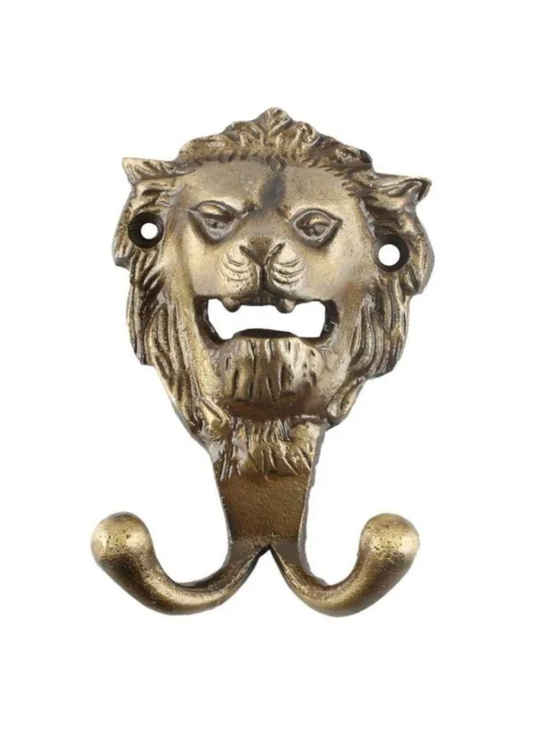 Lion_Metal_Wall_Hooks_Hanging_Clothes_Hat_Coat_Robe_Hangers_Metal_Single_Hook_Door_Hook_Wall_Mounted_Single_Hook_Hanger_-_Gold_Antique_Finish_(Size_5_Inch)