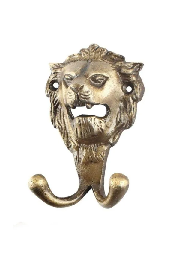 Lion_Metal_Wall_Hooks_Hanging_Clothes_Hat_Coat_Robe_Hangers_Metal_Single_Hook_Door_Hook_Wall_Mounted_Single_Hook_Hanger_-_Gold_Antique_Finish_(Size_5_Inch)