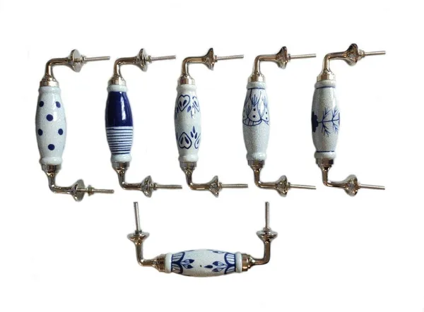 Silver_Blue_Crackle_Design_Ceramic_Door_Handle_Silver_Finish_-_Scratch_Proof_100%_(Size_6_Inch,_Flower_Hand_Painted)