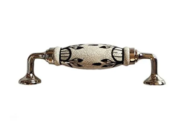 Silver_Crackle_Design_Ceramic_Door_Handle_Silver_Finish_-_Scratch_Proof_100%_(Size_6_Inch,_Flower_Hand_Painted)