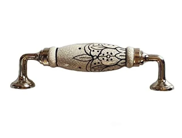 Silver_Crackle_Design_Ceramic_Door_Handle_Silver_Finish_-_Scratch_Proof_100%_(Size_6_Inch,_Flower_Hand_Painted)