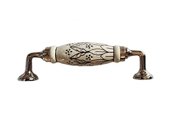 Silver_Crackle_Design_Ceramic_Door_Handle_Silver_Finish_-_Scratch_Proof_100%_(Size_6_Inch,_Flower_Hand_Painted)