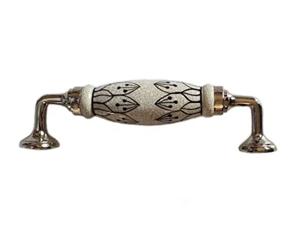 Silver_Crackle_Design_Ceramic_Door_Handle_Silver_Finish_-_Scratch_Proof_100%_(Size_6_Inch,_Flower_Hand_Painted)