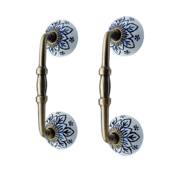 Ceramic_Door_Handle_Gold_Antique_Finish_-_(Size_6_Inch,_Flower_Hand_Painted)_HOLE_TO_HOLE_4_INCH_-_Pack_Of_1