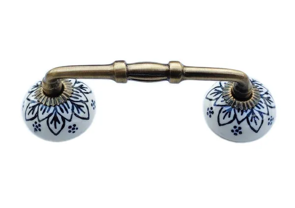 Ceramic_Door_Handle_Gold_Antique_Finish_-_(Size_6_Inch,_Flower_Hand_Painted)_HOLE_TO_HOLE_4_INCH_-_Pack_Of_1