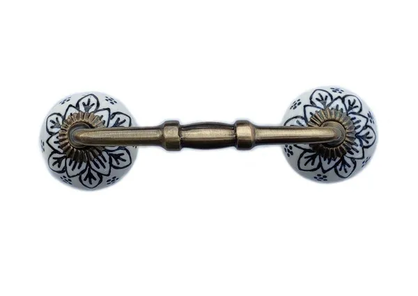 Ceramic_Door_Handle_Gold_Antique_Finish_-_(Size_6_Inch,_Flower_Hand_Painted)_HOLE_TO_HOLE_4_INCH_-_Pack_Of_1