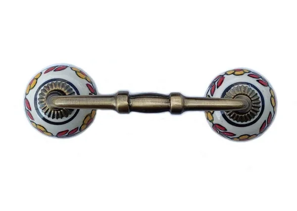 _Ceramic_Door_Handle_Gold_Antique_Finish_-_(Size_6_Inch,_Flower_Hand_Painted)_-_Pack_Of_1