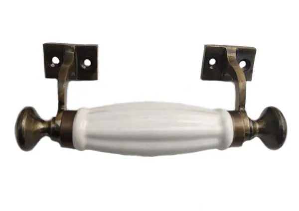 White_Ceramic_Door_Handle_Gold_Antique_Finish_(Size_5.5_Inch,_White)_(White)