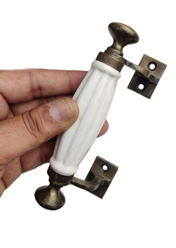 White_Ceramic_Door_Handle_Gold_Antique_Finish_(Size_5.5_Inch,_White)_(White)