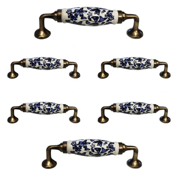 Pack_of_6_Ceramic_Door_Handle_Gold_Antique_Finish_-_Scratch_Proof_100%_(Size_6_Inch,_Blue_Flower_Hand_Painted)_-