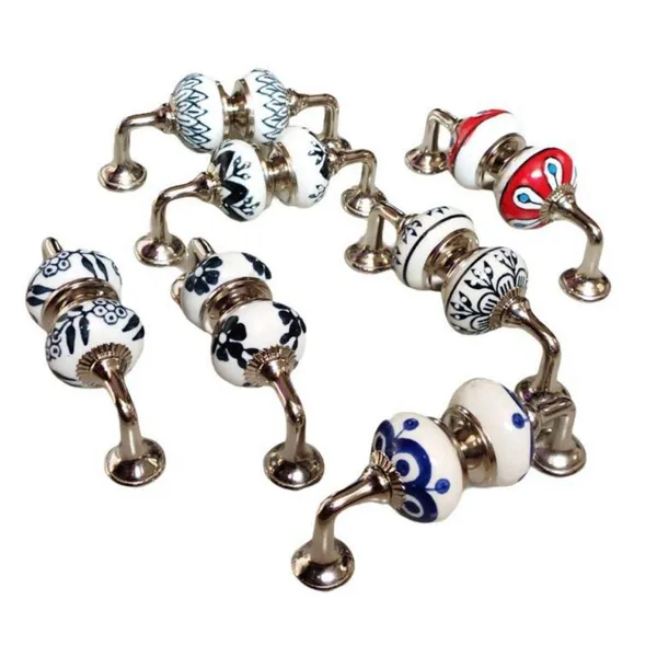 Silver_Ceramic_Door_Handle_Silver_Finish_-_(Size_5_Inch,_Hand_Painted)_-_Pack_Of_1