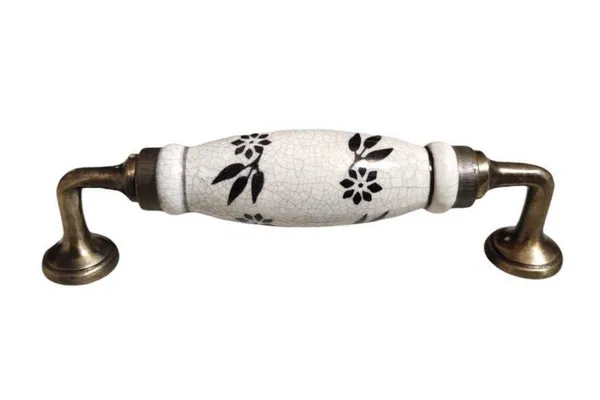 Crackle_Design_Ceramic_Door_Handle_Gold_Antique_Finish_-_Scratch_Proof_100%_(Size_6_Inch,_Flower_Hand_Painted)