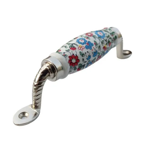 Silver_Ceramic_Door_Handle_Silver_Finish_-_Scratch_Proof_100%_(Size_6_Inch,_Multi_Flower_Hand_Painted)