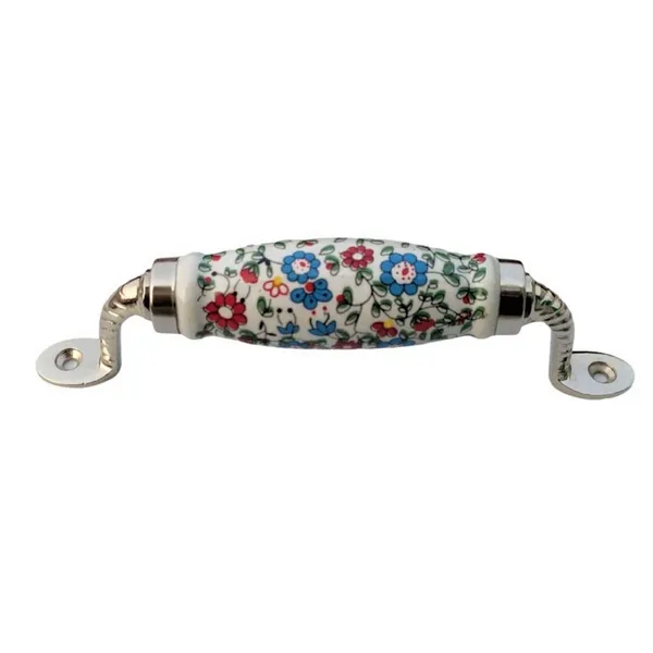 Silver_Ceramic_Door_Handle_Silver_Finish_-_Scratch_Proof_100%_(Size_6_Inch,_Multi_Flower_Hand_Painted)