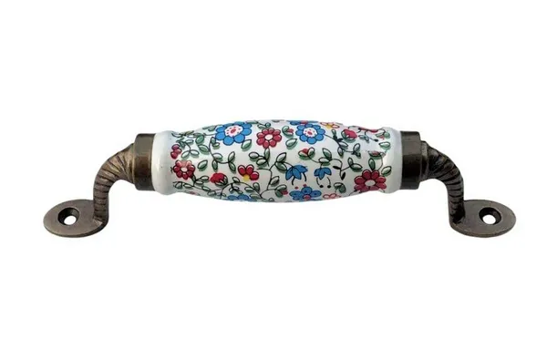 Ceramic_Door_Handle_Gold_Antique_Finish_-_(Size_6_Inch,_Multi_Flower_Hand_Painted)_Pack_Of_1