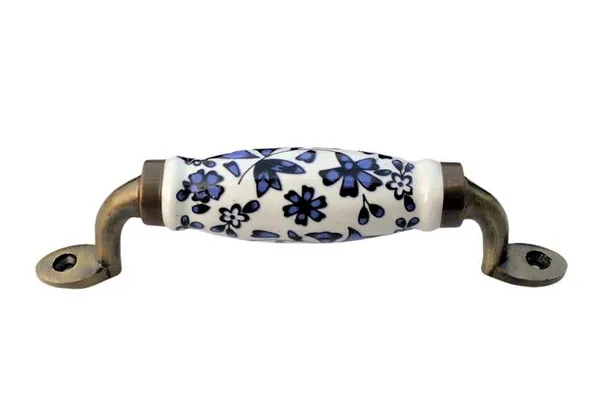 Ceramic_Door_Handle_Gold_Antique_Finish_-_Scratch_Proof_100%_(Size_6_Inch,_Blue_Flower_Hand_Painted)_Pack_Of_1