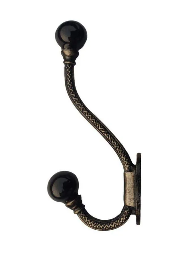 Ceramic_Metal_Wall_Hooks_Hanging_Clothes_Hat_Coat_Robe_Hangers_Metal_Hook_Door_Hook_Wall_Mounted_Single_Hook_Hanger_-_Gold_Antique_Finish_(Size_6_Inch,_Black)_Pack_Of_1