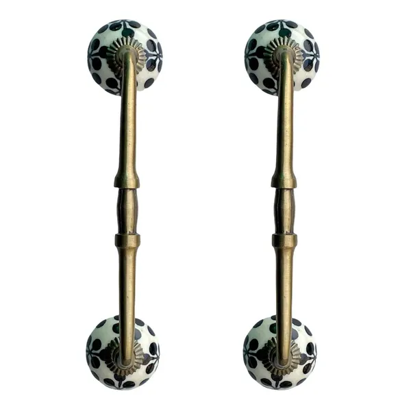 _Ceramic_Door_Handle_Gold_Antique_Finish_-_(Size_8_Inch,_Flower_Hand_Painted)_-_Pack_Of_1