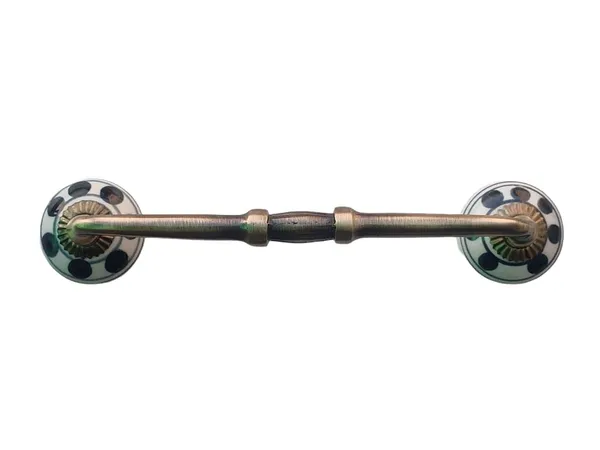 _Ceramic_Door_Handle_Gold_Antique_Finish_-_(Size_8_Inch,_Flower_Hand_Painted)_-_Pack_Of_1