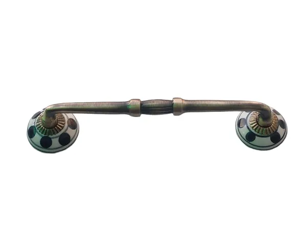 _Ceramic_Door_Handle_Gold_Antique_Finish_-_(Size_8_Inch,_Flower_Hand_Painted)_-_Pack_Of_1