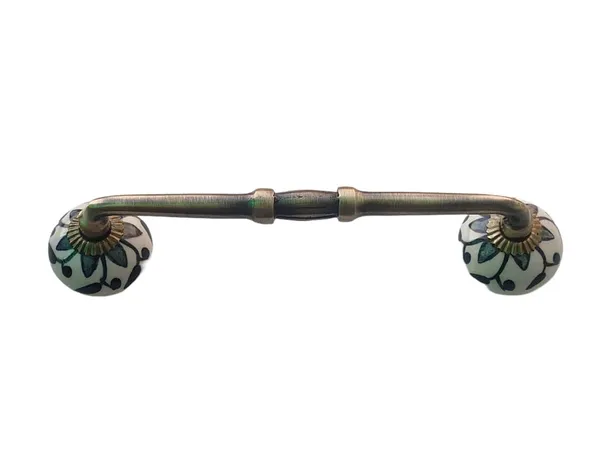 _Ceramic_Door_Handle_Gold_Antique_Finish_-_(Size_8_Inch,_Flower_Hand_Painted)_-_Pack_Of_1