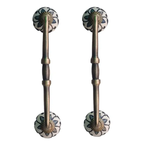 _Ceramic_Door_Handle_Gold_Antique_Finish_-_(Size_8_Inch,_Flower_Hand_Painted)_-_Pack_Of_1