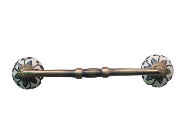 _Ceramic_Door_Handle_Gold_Antique_Finish_-_(Size_8_Inch,_Flower_Hand_Painted)_-_Pack_Of_1