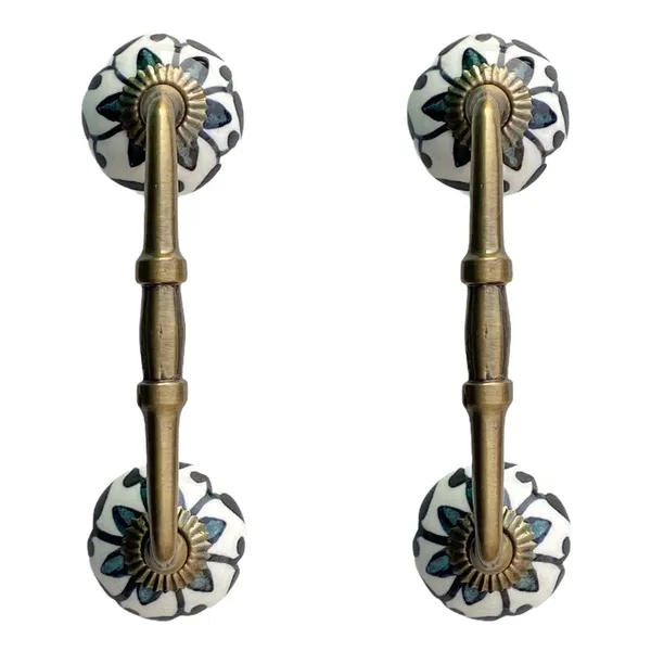 Ceramic_Door_Handle_Gold_Antique_Finish_-_(Size_6_Inch,_Flower_Hand_Painted)_Hole_To_Hole_4_Inch_-_Pack_Of_1