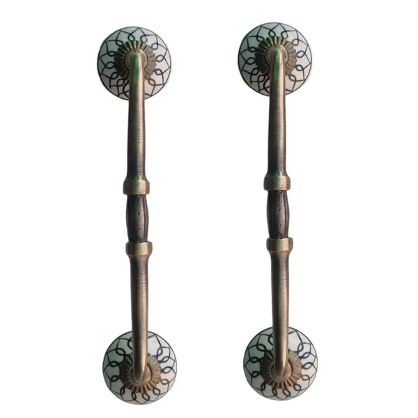 Ceramic_Door_Handle_Gold_Antique_Finish_-_(Size_10_Inch,_Flower_Hand_Painted)_-_Hole_To_Hole_8_Inch_(Pack_Of_1)
