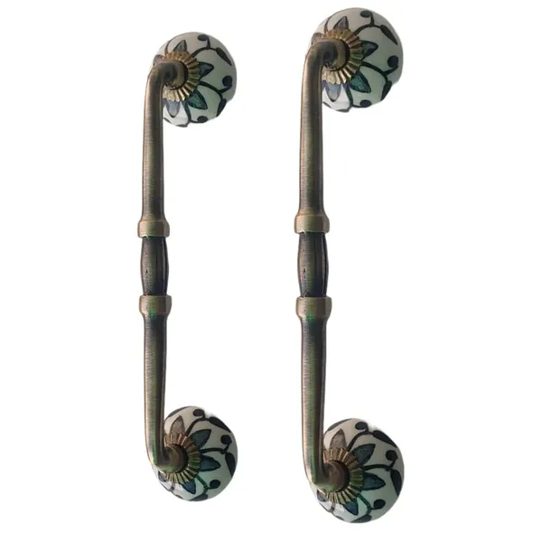 Ceramic_Door_Handle_Gold_Antique_Finish_-_(Size_10_Inch,_Flower_Hand_Painted)_-_Hole_To_Hole_8_Inch_(Pack_Of_1)