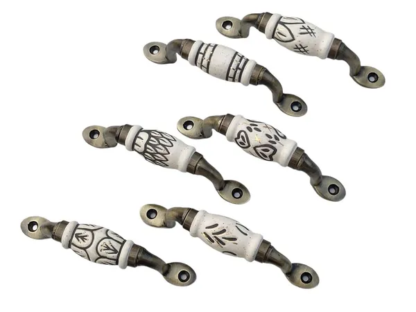 Ceramic_Door_Handle_Gold_Antique_Finish_-_Scratch_Proof_100%_(Size_5_Inch,_Embossing_Design_Hand_Painted_-_Gold_Strips_And_Dots)_Pack_Of_1
