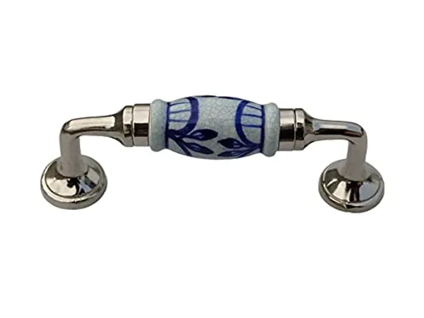 Ceramic_Crackle_Design_Door_Handle_Silver_Finish_-_Scratch_Proof_100%_(Size_5_Inch,_Blue_Hand_Painted)_Pack_Of_1