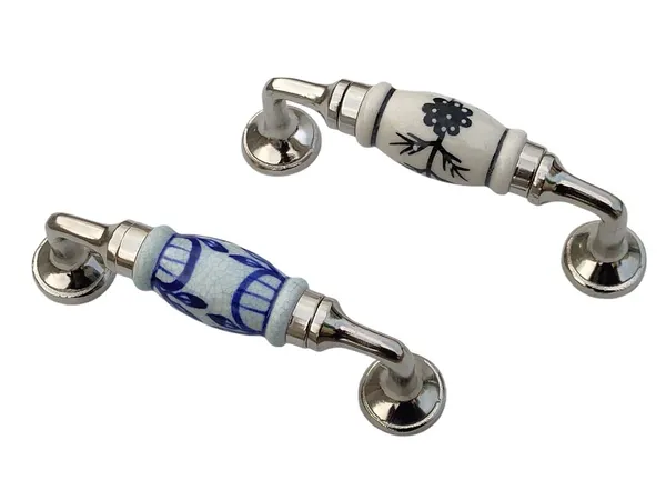 Ceramic_Crackle_Design_Door_Handle_Silver_Finish_-_Scratch_Proof_100%_(Size_5_Inch,_Blue_Hand_Painted)_Pack_Of_1