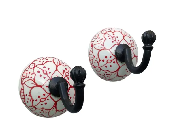 Pack_of_2_Red_Hand_Painted_Ceramic_Metal_Wall_Hook_Hanging_Clothes_Hat_Coat_Robe_Hangers_Metal_Hook_Door_Hook_Wall_Mounted_Single_Hook_Hanger_(_Size_3.5_Inch_,_Black_)