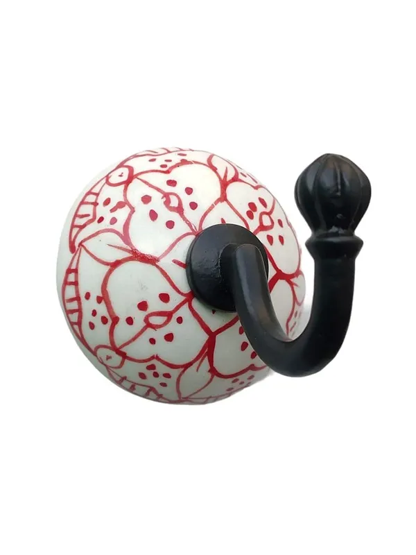 Pack_of_2_Red_Hand_Painted_Ceramic_Metal_Wall_Hook_Hanging_Clothes_Hat_Coat_Robe_Hangers_Metal_Hook_Door_Hook_Wall_Mounted_Single_Hook_Hanger_(_Size_3.5_Inch_,_Black_)