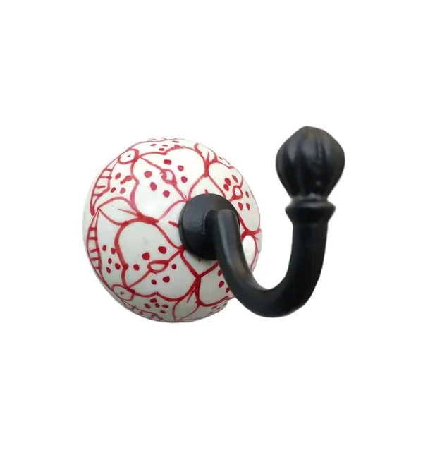 Pack_of_2_Red_Hand_Painted_Ceramic_Metal_Wall_Hook_Hanging_Clothes_Hat_Coat_Robe_Hangers_Metal_Hook_Door_Hook_Wall_Mounted_Single_Hook_Hanger_(_Size_3.5_Inch_,_Black_)