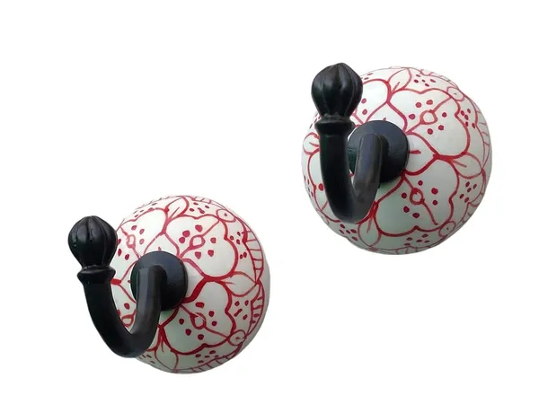 Pack_of_2_Red_Hand_Painted_Ceramic_Metal_Wall_Hook_Hanging_Clothes_Hat_Coat_Robe_Hangers_Metal_Hook_Door_Hook_Wall_Mounted_Single_Hook_Hanger_(_Size_3.5_Inch_,_Black_)